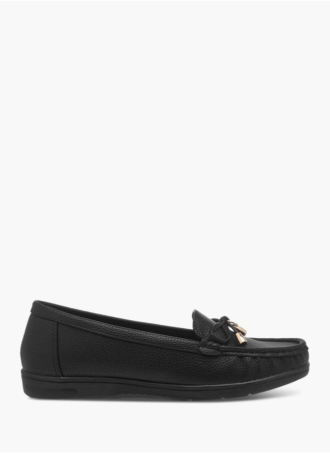 Womens Textured Bow Accent Slip-On Loafers Ramadan Collection