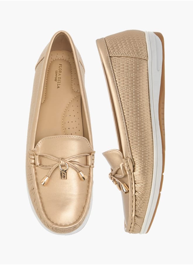 Womens Textured Bow Accent Slip-On Loafers Ramadan Collection