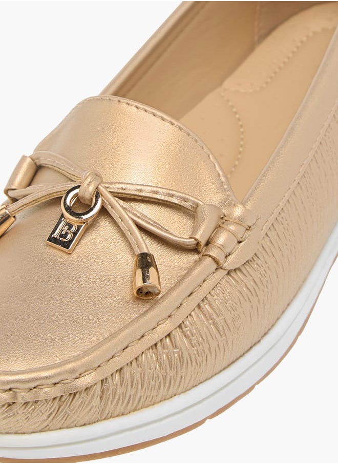 Womens Textured Bow Accent Slip-On Loafers Ramadan Collection