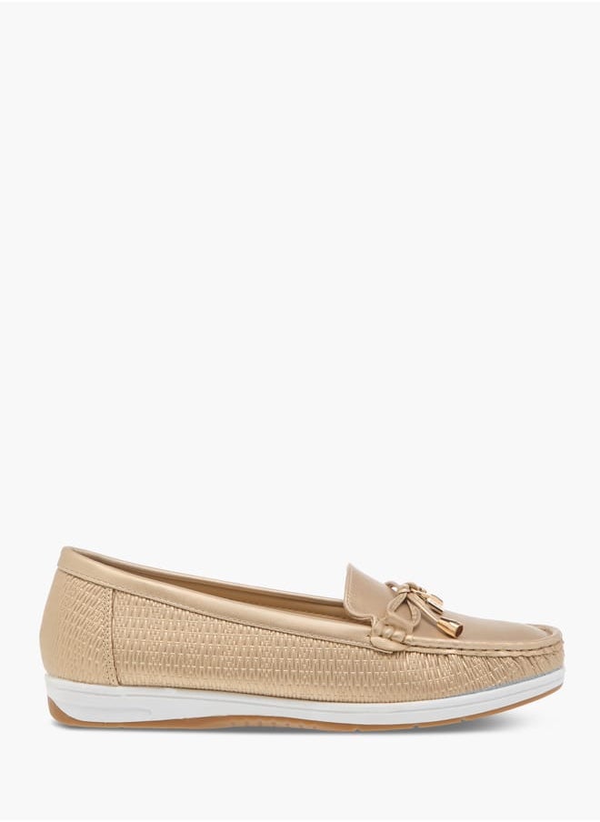 Womens Textured Bow Accent Slip-On Loafers Ramadan Collection