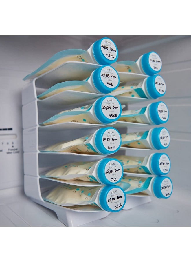Twist Cap Single-Use Write-On Labels For Breast Milk And Baby Food Storage Pouches (Pack Of 250) - Includes Label Dispenser With Marker And Marker Holder - Date/Volume