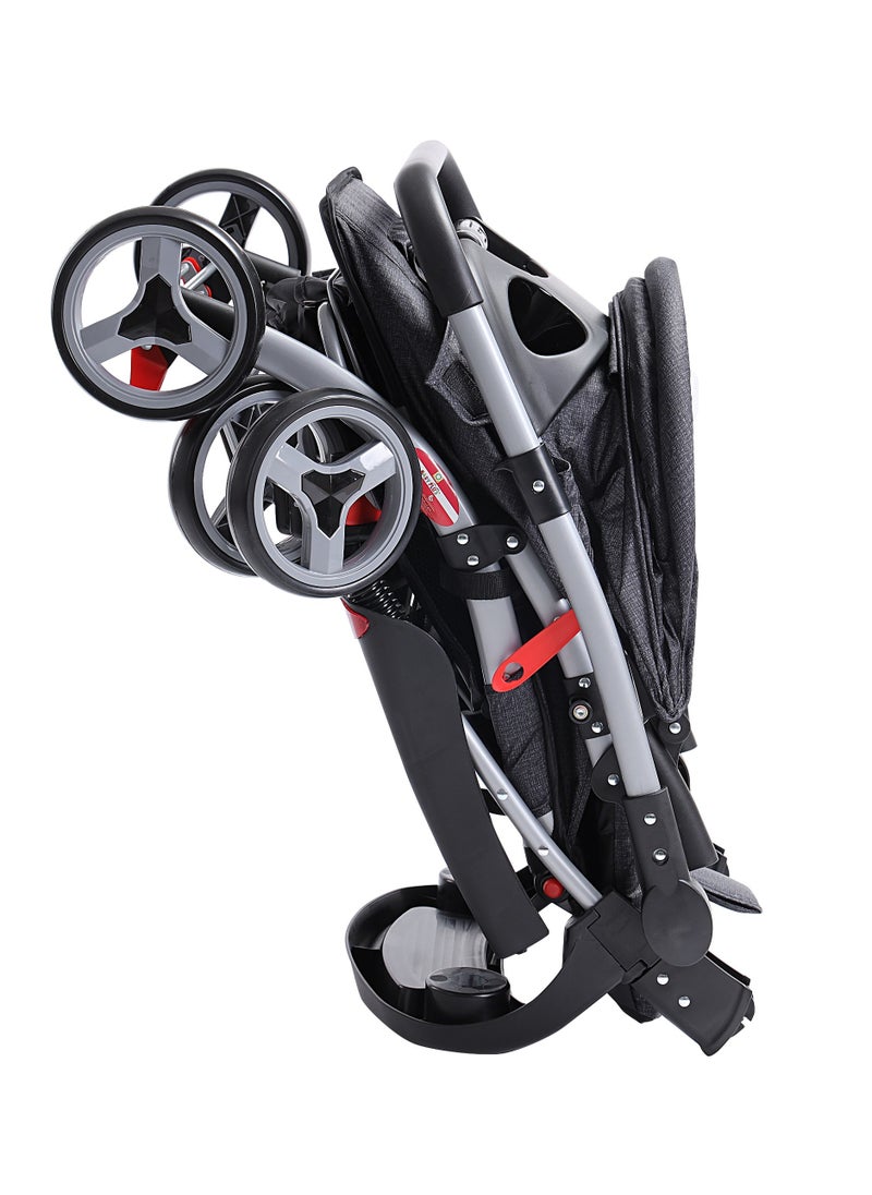 Baby Canopy Pram Stroller -Lightweight Baby Canopy Stroller with Snack Tray,  Adjustable Footrest, Safety Harness, and Storage Basket - Perfect for Ages 0 to  5 Years