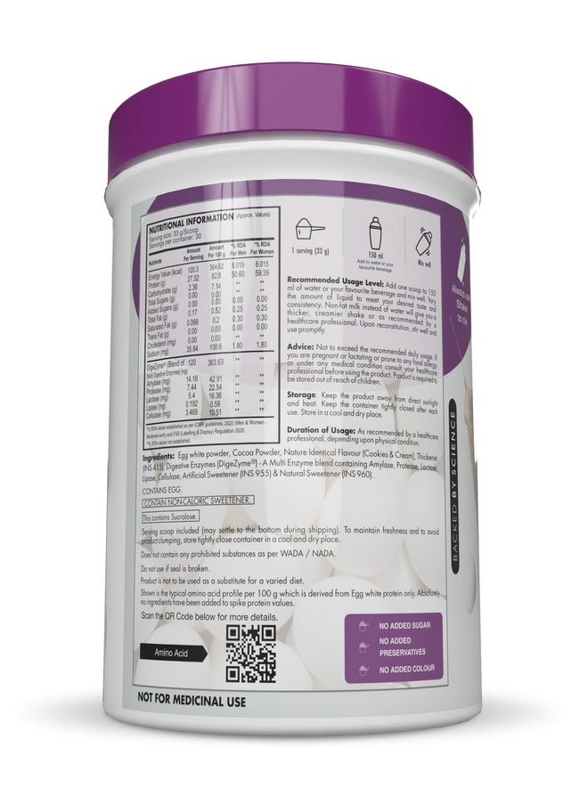 HealthyHey Nutrition 100% Egg White Protein - Instant Mix - 80% Protein - Non GMO & Lactose Free - 500g (Chocolate), 15 Servings