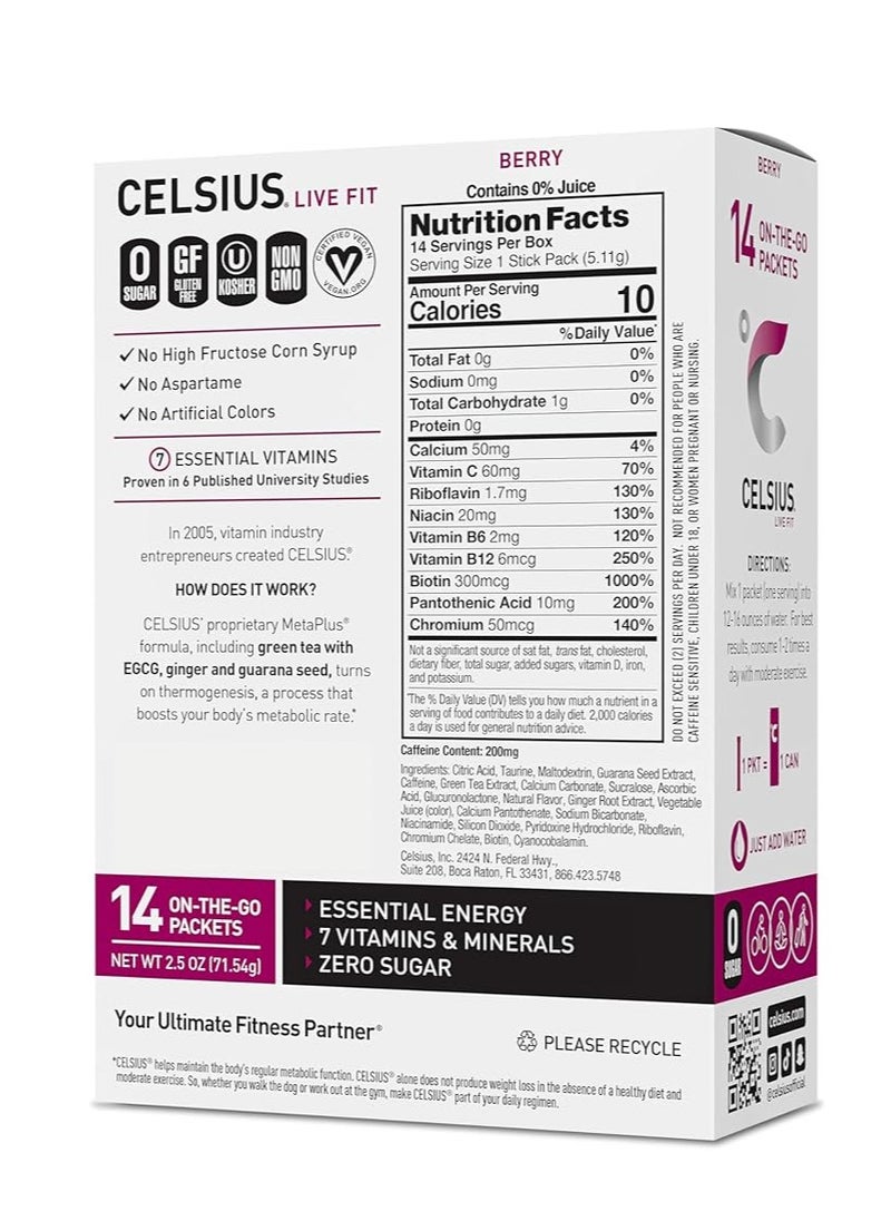 On-the-Go Powder Packets Berry, Essential Energy 2.5oz (71.54G)