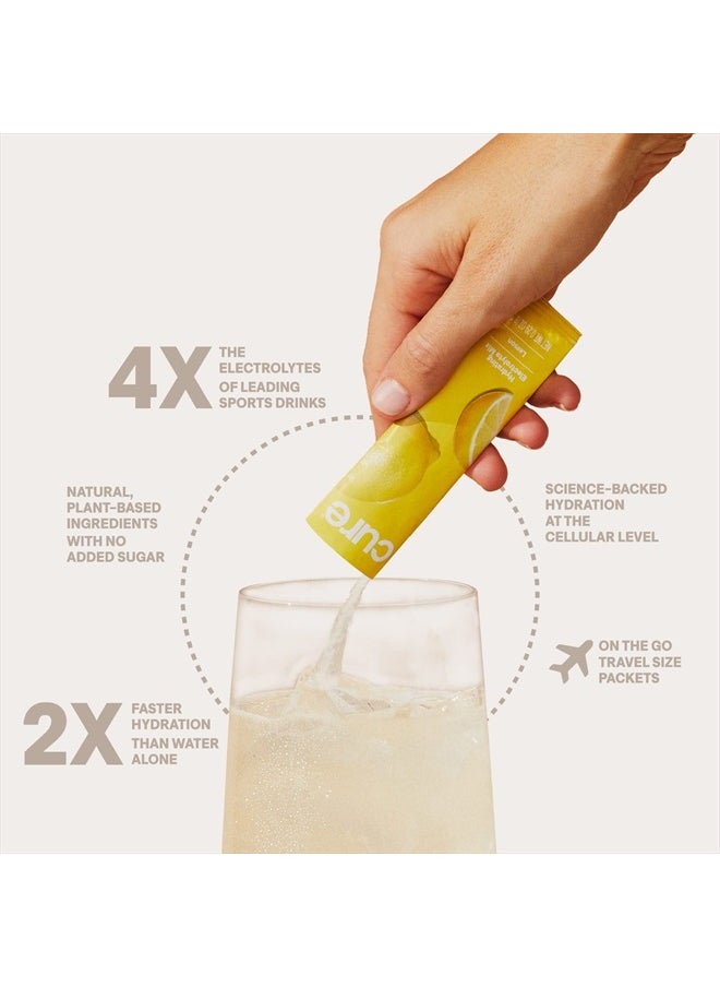 Plant-Based Electrolyte Drink Mix | No Added Sugar | FSA & HSA | Dehydration Relief Powder Made with Coconut Water | Non-GMO | Vegan | Box of 8 Packets - Lemonade