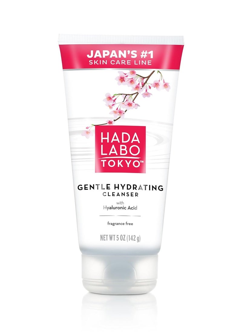 Hada Labo Tokyo Gentle Hydrating Foaming Facial Cleanser, Fragrance-Free Sensitive Skin Face Wash with Hyaluronic Acid and Conditioning Agents Soften Skin, Locks In Moisture, 5.0 Oz