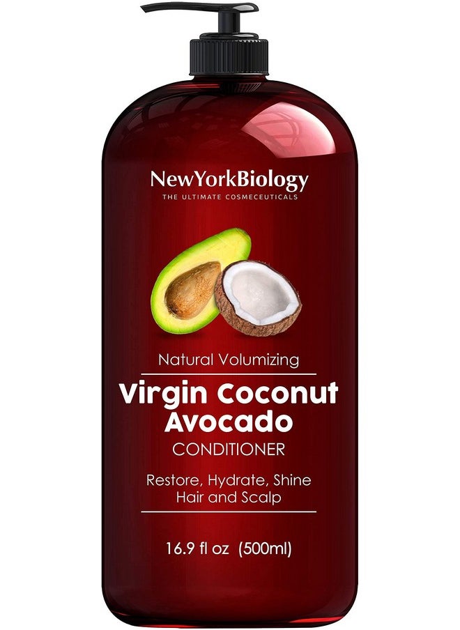 New York Biology Virgin Coconut And Avocado Oil Conditioner - Helps Restore Shine, Hair Gloss And Hydration To Dry Hair And Itchy Scalp - Safe For All Hair Types - 16.9 Fl Oz