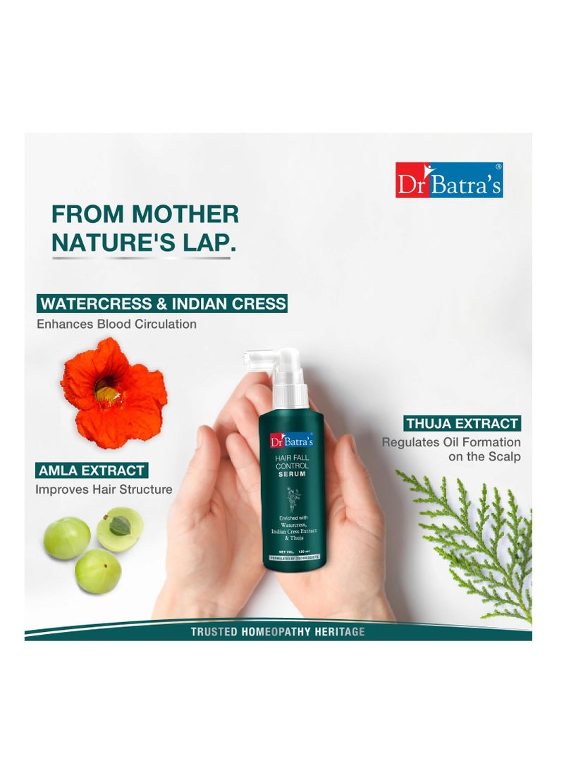 Dr Batra's Hair Fall Control Serum With natural Extracts Enriched With Watercress Henna Amla Thuja Formulated By Trichologists 130 Ml