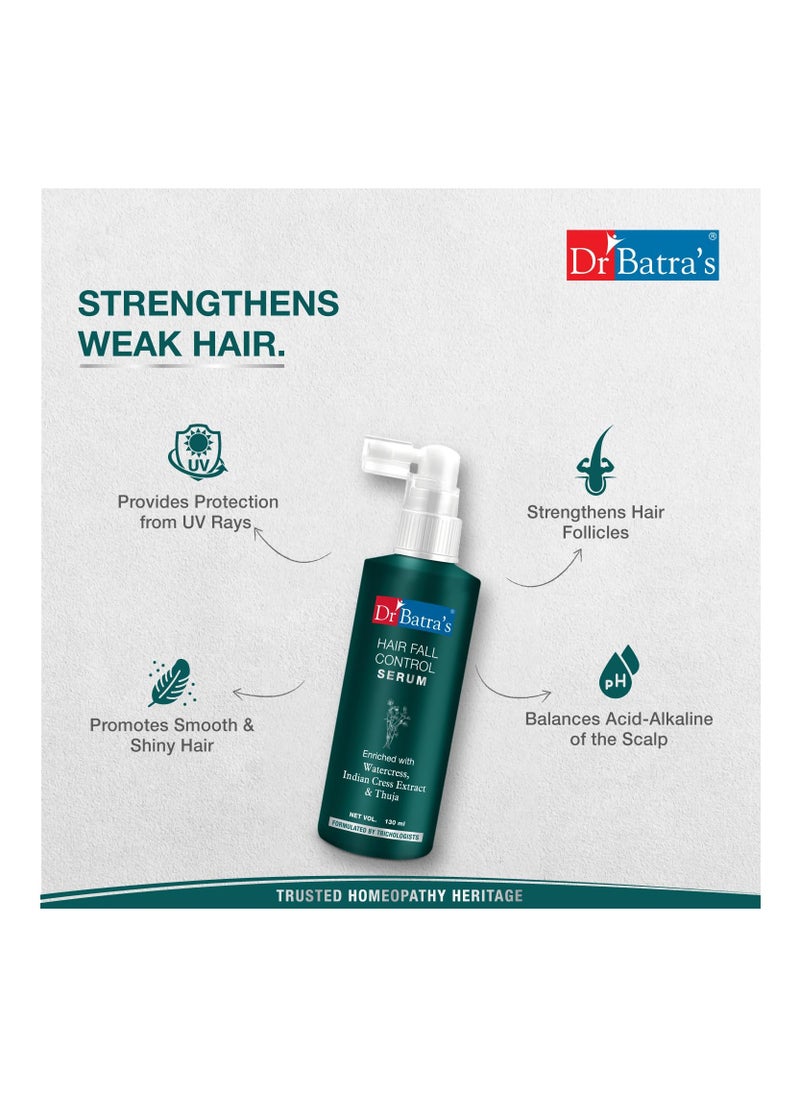 Dr Batra's Hair Fall Control Serum With natural Extracts Enriched With Watercress Henna Amla Thuja Formulated By Trichologists 130 Ml