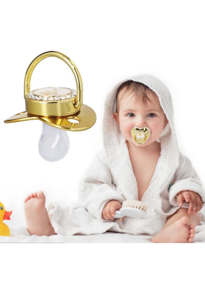 Stylish Gold Letter Infant Pacifier, Portable Silicone Alloy Pacifier with Clip for Home and Travel Essential (Z)