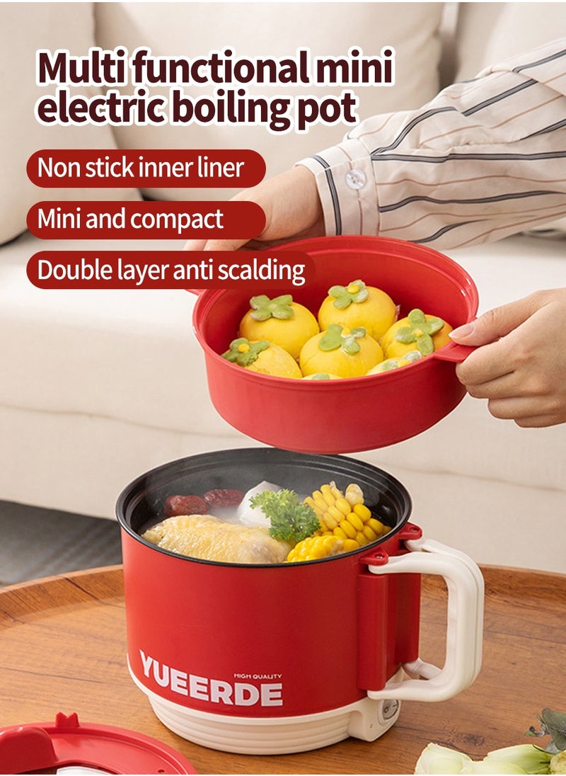 Mini Multifunctional Rice Cooker,Foldable Handle,Portable Cooking Pot Non-Stick Cooker Multifunctional Rice Cooker Electric Hot Pot Home Office Outdoor Use