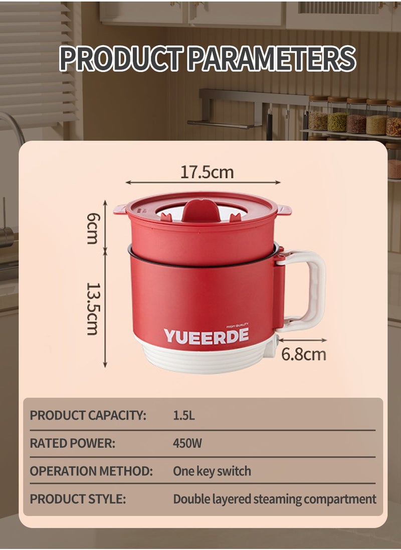 Mini Multifunctional Rice Cooker,Foldable Handle,Portable Cooking Pot Non-Stick Cooker Multifunctional Rice Cooker Electric Hot Pot Home Office Outdoor Use