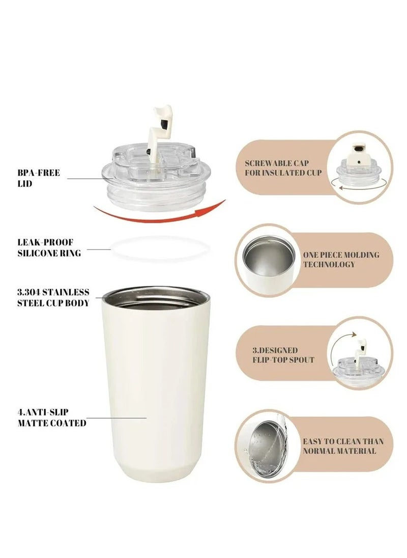 320ML Beverage Cup Travel Portable Car Drinking Cup Stainless Steel Vacuum Leak proof 320ML Coffee Thermos（yellow）