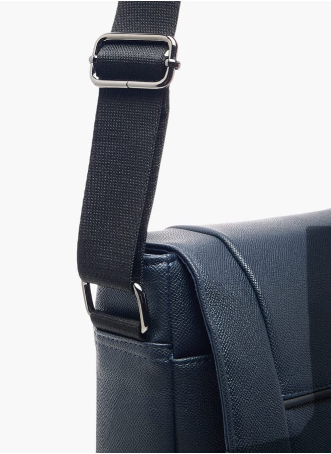 Men's Textured Crossbody Bag with Adjustable Strap