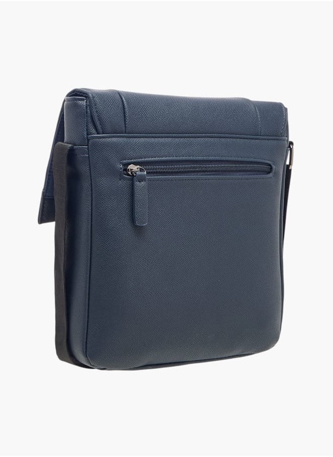 Men's Textured Crossbody Bag with Adjustable Strap