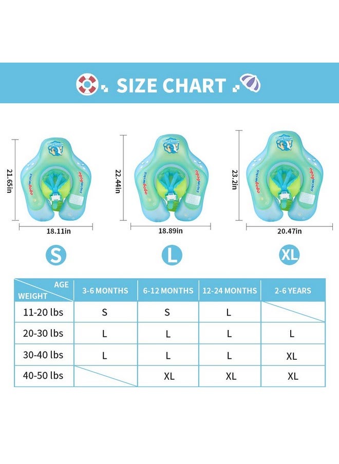 Raded] Swimbobo Baby Swim Float Kids Inflatable Swimming Ring With Safety Support Bottom Swimming Pool Accessories For 3-36 Months (Blue, S)