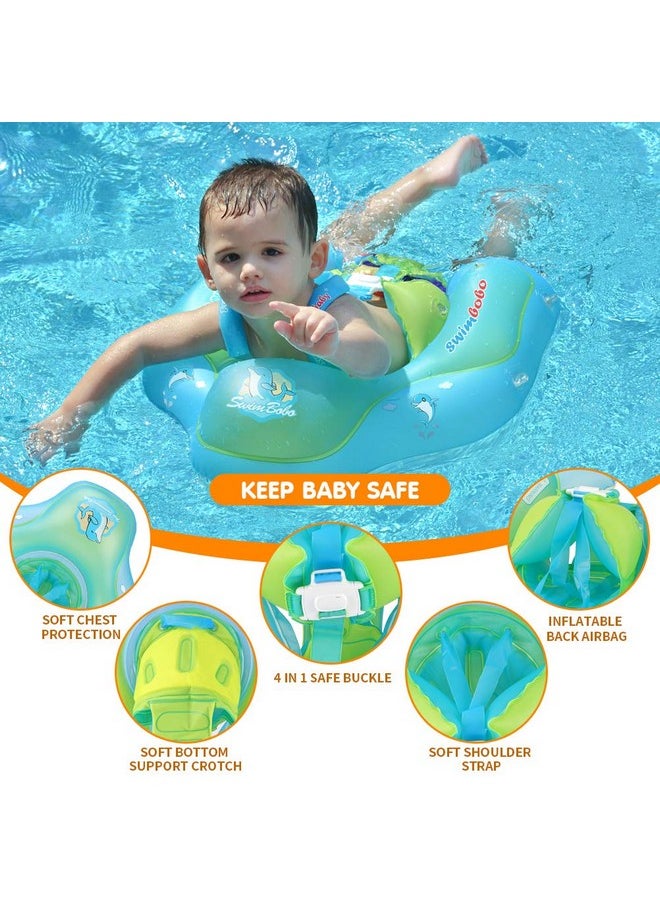 Raded] Swimbobo Baby Swim Float Kids Inflatable Swimming Ring With Safety Support Bottom Swimming Pool Accessories For 3-36 Months (Blue, S)
