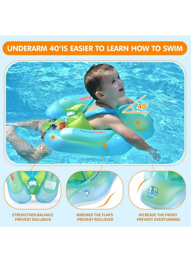 Raded] Swimbobo Baby Swim Float Kids Inflatable Swimming Ring With Safety Support Bottom Swimming Pool Accessories For 3-36 Months (Blue, S)