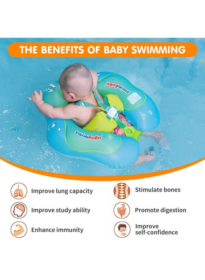 Raded] Swimbobo Baby Swim Float Kids Inflatable Swimming Ring With Safety Support Bottom Swimming Pool Accessories For 3-36 Months (Blue, S)