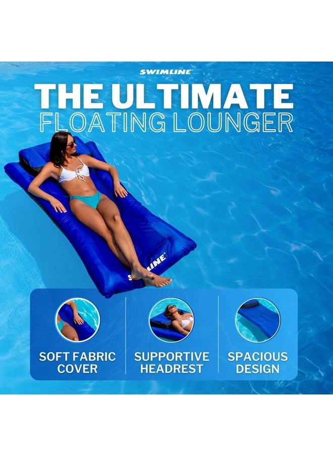 Original Fabric Covered Pool Float Mattress Lounger Raft For Adults & Kids I Comfortable Head Rest & Quick-Dry Cover For Adult Or Kid Floating & Lounging Dogs 9057