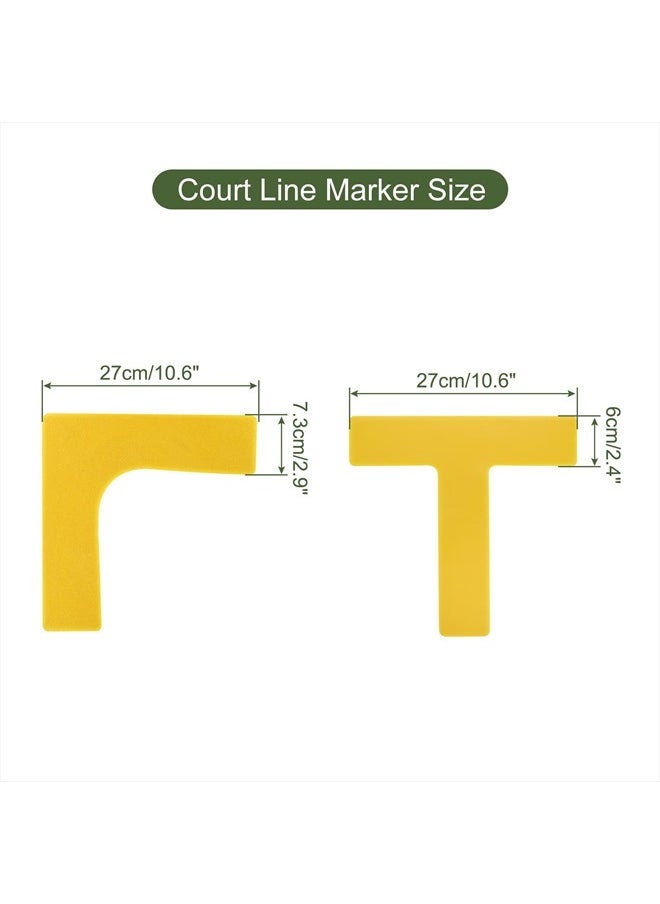 Court Line Marker Set, Pickleball Court Marking Kit Pickleball Lines Throw Down Markers for Outdoor Court PVC Plastic Line Markers, Yellow