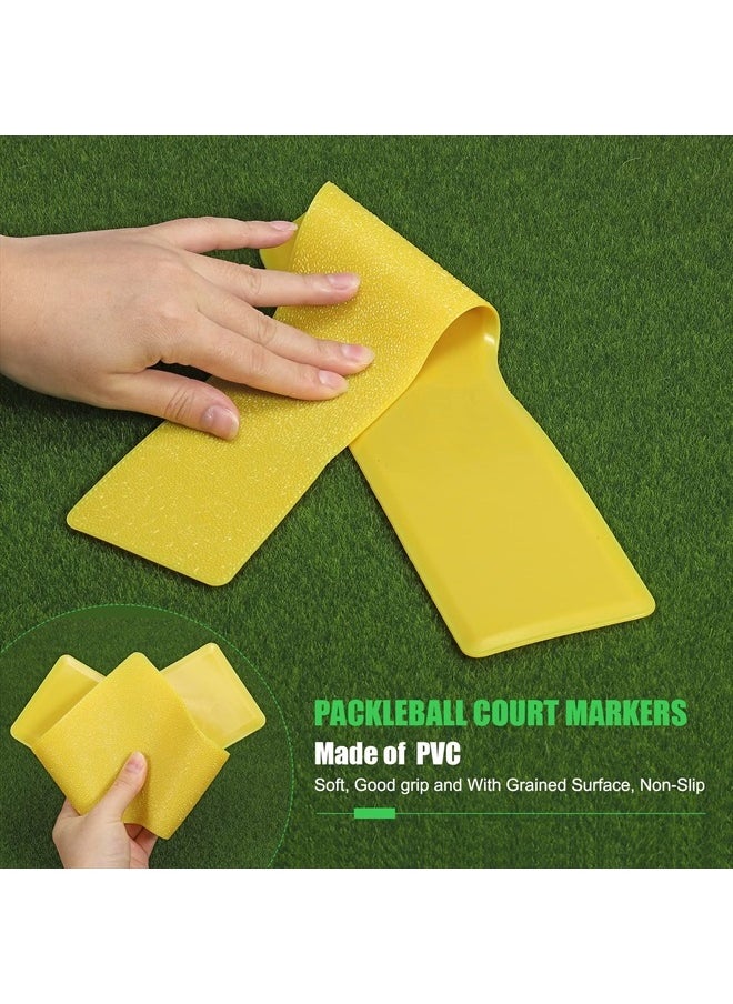 Court Line Marker Set, Pickleball Court Marking Kit Pickleball Lines Throw Down Markers for Outdoor Court PVC Plastic Line Markers, Yellow