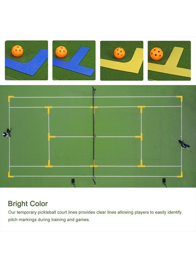 Court Line Marker Set, Pickleball Court Marking Kit Pickleball Lines Throw Down Markers for Outdoor Court PVC Plastic Line Markers, Yellow