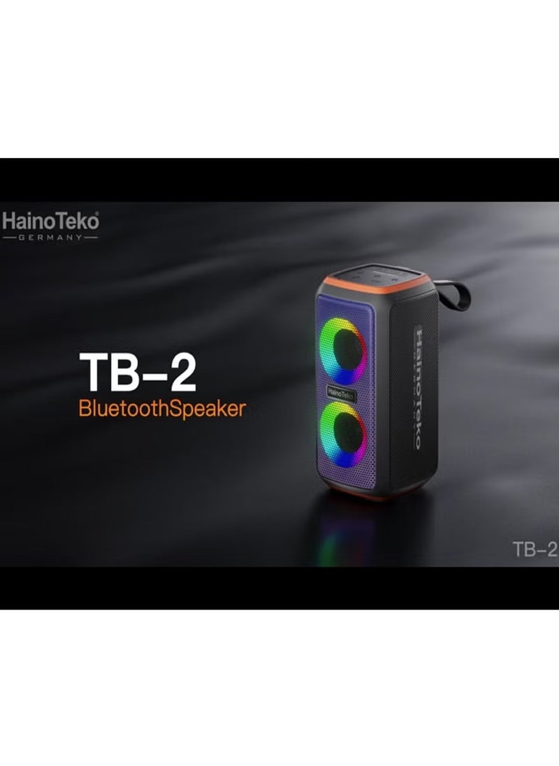 TB-2 Portable Wireless Bluetooth Speaker with RGB Lighting, 30W Output Power, Multi-Functional Button Control, Black – Enhanced Sound & Vibrant Visuals