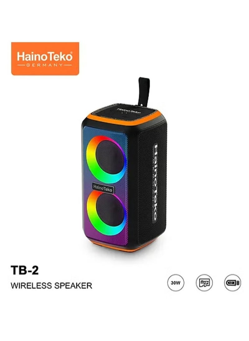 TB-2 Portable Wireless Bluetooth Speaker with RGB Lighting, 30W Output Power, Multi-Functional Button Control, Black – Enhanced Sound & Vibrant Visuals