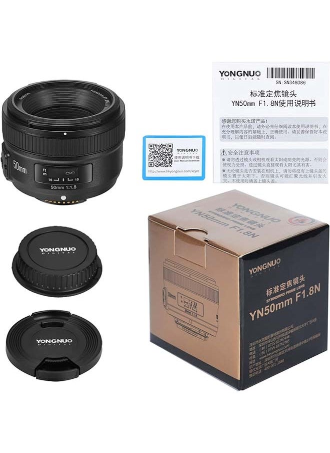 YONGNUO YN50mm F1.8N Standard Prime Lens, Large Aperture Auto Manual Focus AF MF for Nikon DSLR Cameras