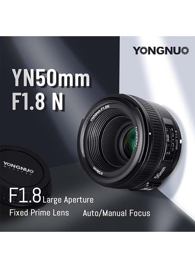 YONGNUO YN50mm F1.8N Standard Prime Lens, Large Aperture Auto Manual Focus AF MF for Nikon DSLR Cameras