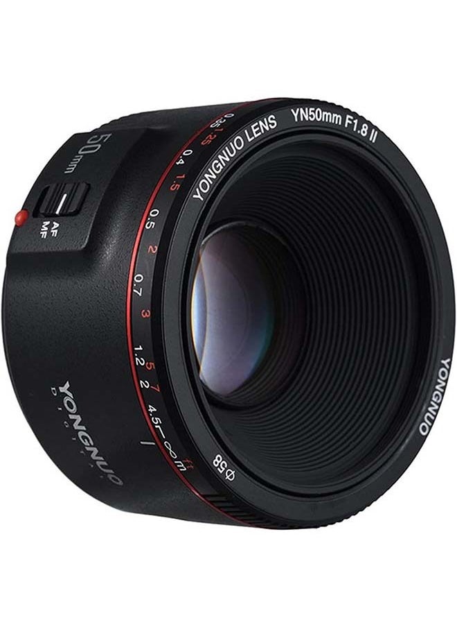 YONGNUO YN50MM f1.8 II Lens for Canon EF Mount, AF/MF 50mm f/1.8 Lens Large Aperture 0.35m Focus Distance Standard Prime Lens for Canon 5D IV 1DX I 200D II 850D 7D 6DII(YN50MM F1.8C II Black)