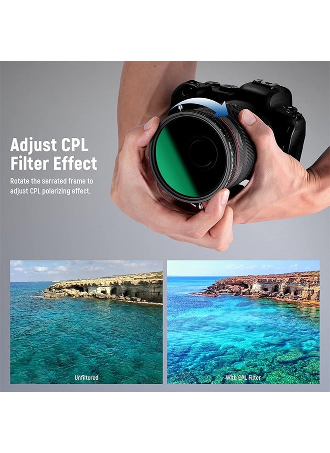 NEEWER 2 in 1 67mm Variable ND Filter ND2–ND32&CPL Filter(Circular Polarizer Filter) No X Cross/30 Layer Nano Coated/HD Optical Glass/Ultra Slim Aluminum Alloy Frame/Water Repellent/Scratch Resistant