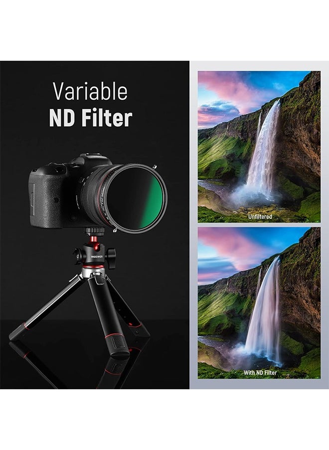 NEEWER 2 in 1 67mm Variable ND Filter ND2–ND32&CPL Filter(Circular Polarizer Filter) No X Cross/30 Layer Nano Coated/HD Optical Glass/Ultra Slim Aluminum Alloy Frame/Water Repellent/Scratch Resistant
