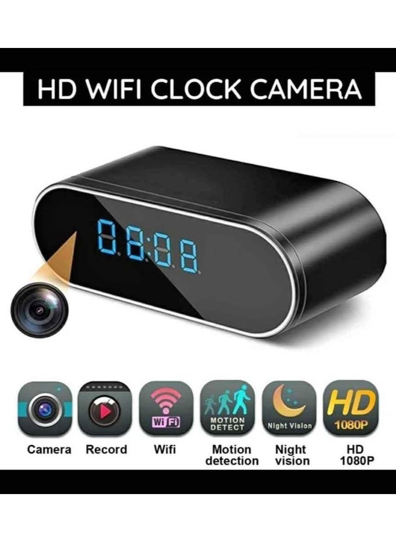 Security Camera Indoor with Clock – 1080P HD WiFi Nanny Cam, Hidden Surveillance Camera with 140° Wide-Angle Lens, Night Vision & Motion Detection – Wireless Baby Monitor & Pet Camera