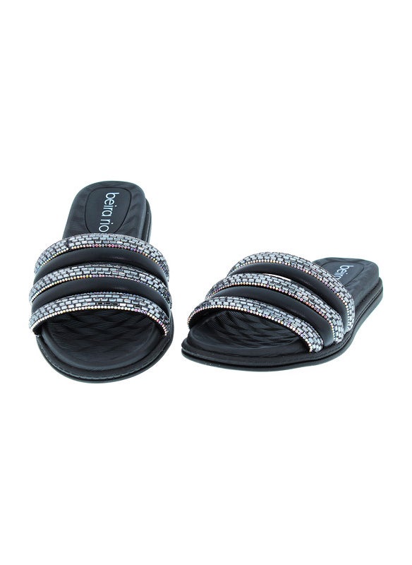 Beira Rio Ladies Flat Sandals Silver | Made In Brazil