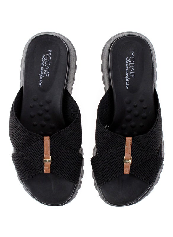 Modare Ladies Flat Sandals Black | Made In Brazil