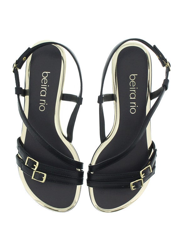 Beira Rio Ladies Flat Sandals Black | Made In Brazil