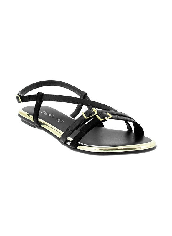 Beira Rio Ladies Flat Sandals Black | Made In Brazil