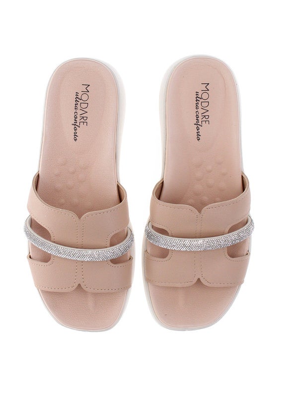 Modare Ladies Flat Sandals Beige | Made In Brazil