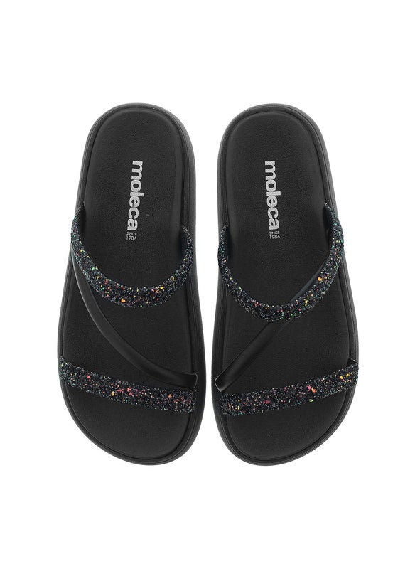 Moleca Ladies Flat Sandals Black | Made In Brazil