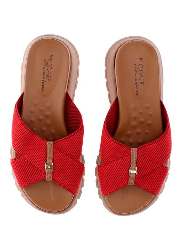 Modare Ladies Flat Sandals Red | Made In Brazil