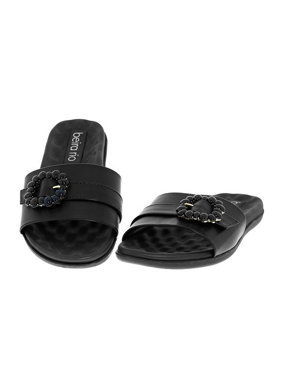Beira Rio Ladies Flat Sandals Black | Made In Brazil