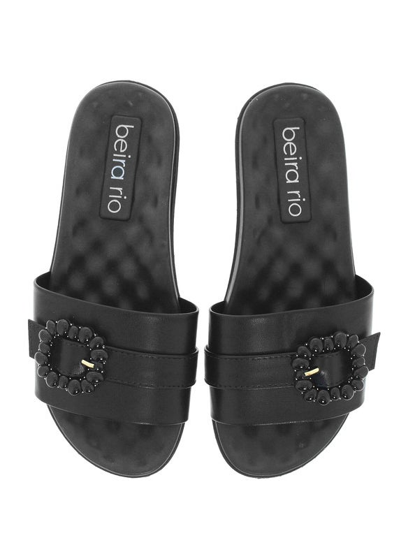 Beira Rio Ladies Flat Sandals Black | Made In Brazil