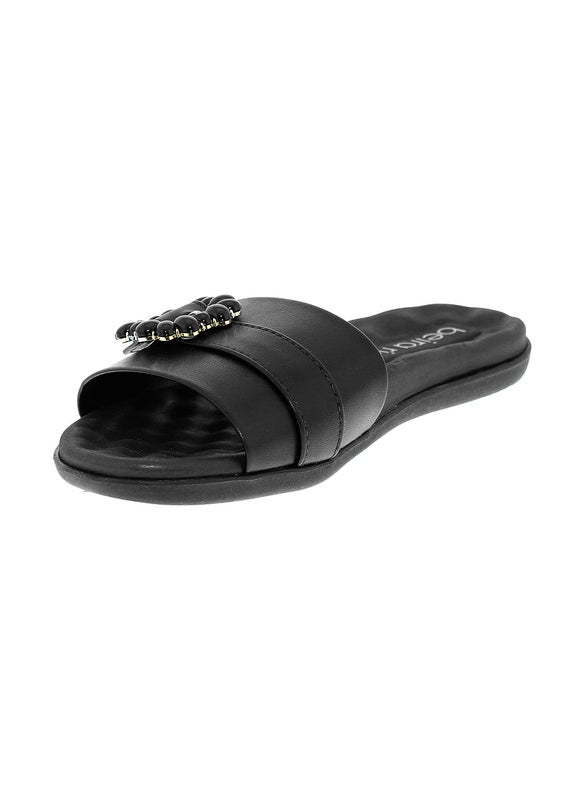 Beira Rio Ladies Flat Sandals Black | Made In Brazil