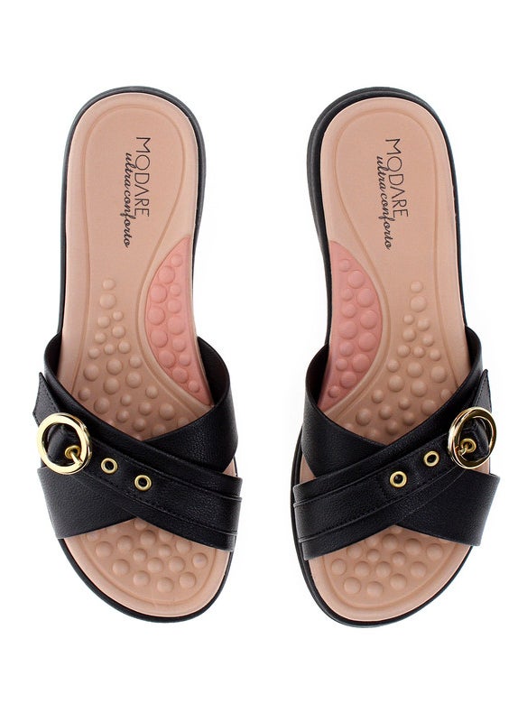 Modare Ladies Flat Sandals Black | Made In Brazil