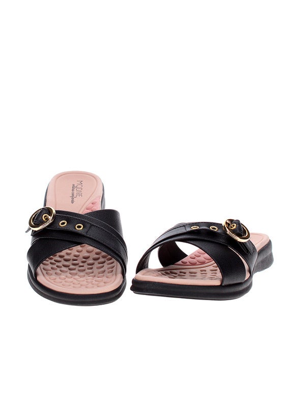 Modare Ladies Flat Sandals Black | Made In Brazil