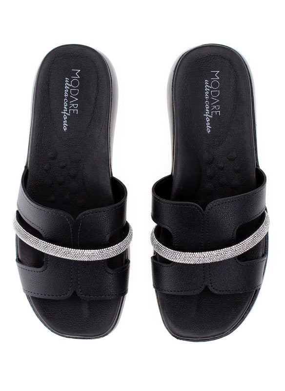 Modare Ladies Flat Sandals Black | Made In Brazil