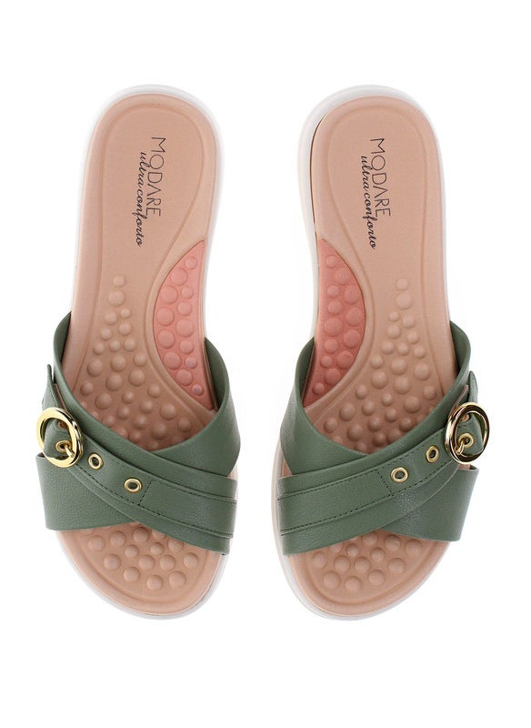 Modare Ladies Flat Sandals Sage | Made In Brazil