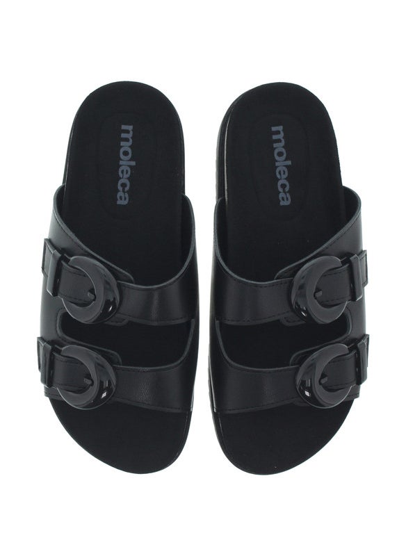 Moleca Ladies Flat Sandals Black | Made In Brazil